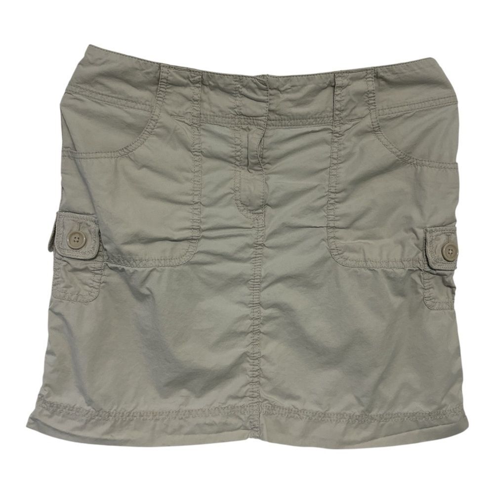LOFT Vintage Low Rise Cargo Mini Skirt Cream Size 6 Y2K Utility Pocket Cotton